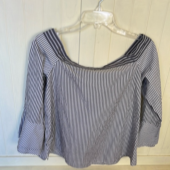 Loft Striped Bow Back Off The Shoulder Top - Picture 2 of 5